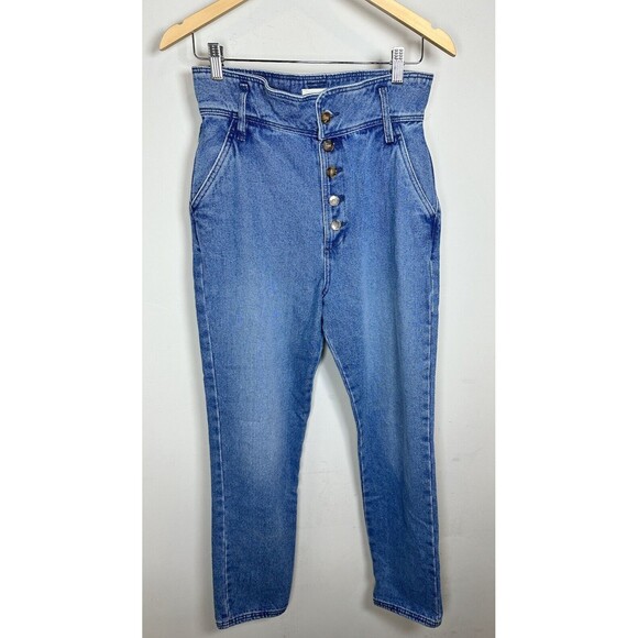 SEZANE Leandro Trouser Jeans Size 36 (US 4) denim Paperbag Pants NO BELT - Picture 1 of 8